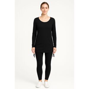 CASLON Women's black knit side lace down sweater tunic Size Large mature casual